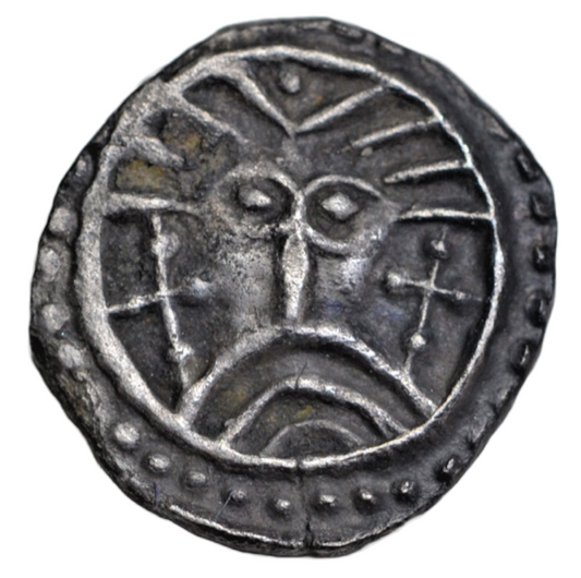 British hammered, Anglo-Saxon, silver "Wodan"/dragon sceat, c. 715-800 AD, series X, type 31