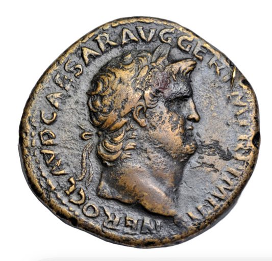 Roman Imperial, Nero, brass sestertius 65 AD, Lugdunum mint, Temple of Janus with closed doors