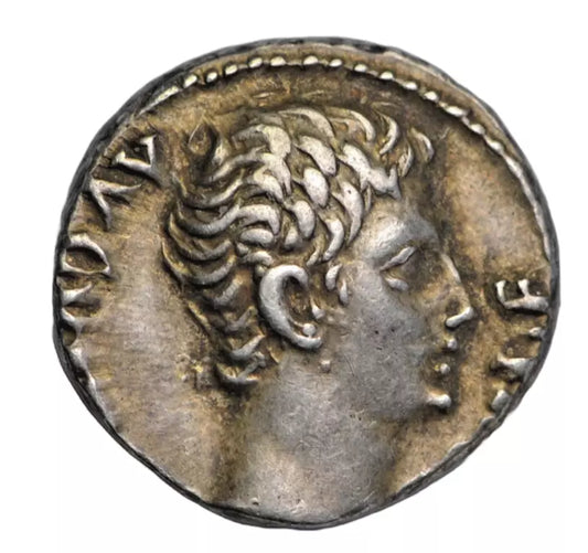 Roman Imperial, Augustus, silver denarius, Lugdunum, c. 15-13 BC, Diana with hunting dog