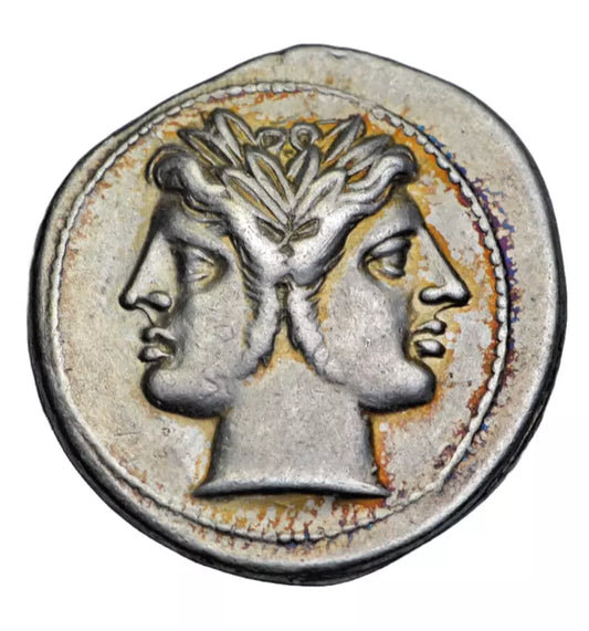 Roman Republican, Anonymous c. 225-215 BC, silver didrachm quadrigatus, Janus