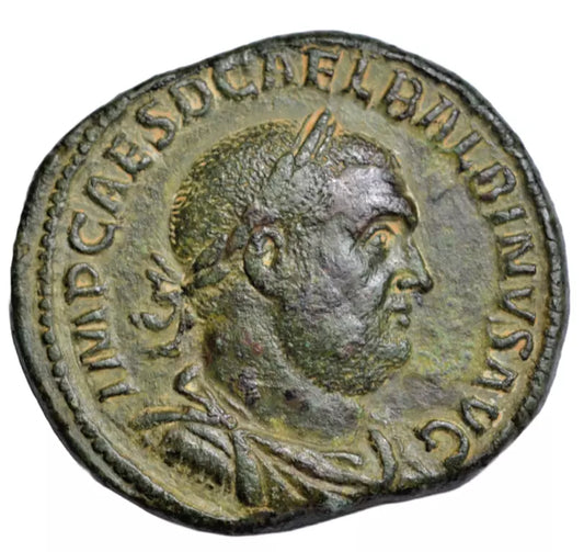 Roman Imperial, Balbinus, AE sestertius, Rome 238 AD, Concordia seated left, ex-Geoffrey Cope