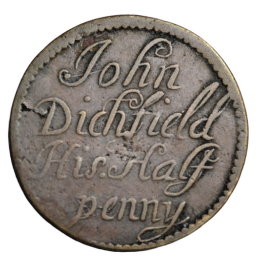 British tokens, Lancashire, Warrington, John Dichfield, halfpenny token 1669, BW 122