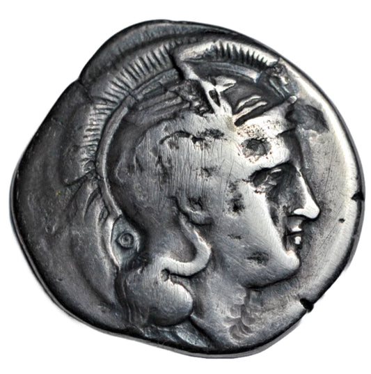 Greek, Lucania, Velia, AR nomos c. 340-334 BC, Athena/lion, theta group