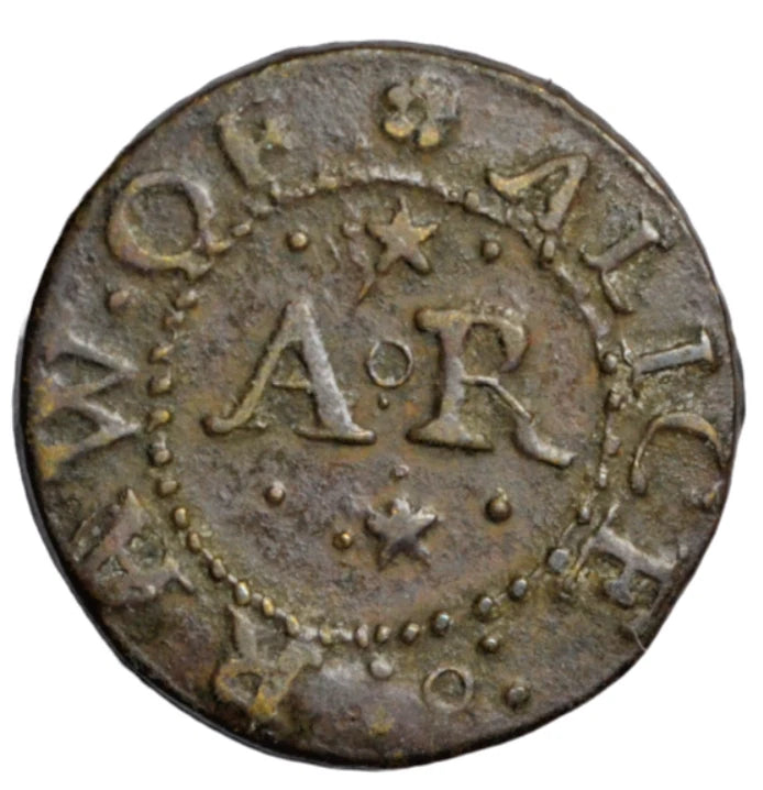 British tokens, Somerset, Ilminster, Alice Raw, farthing token 1664, St. George & Dragon