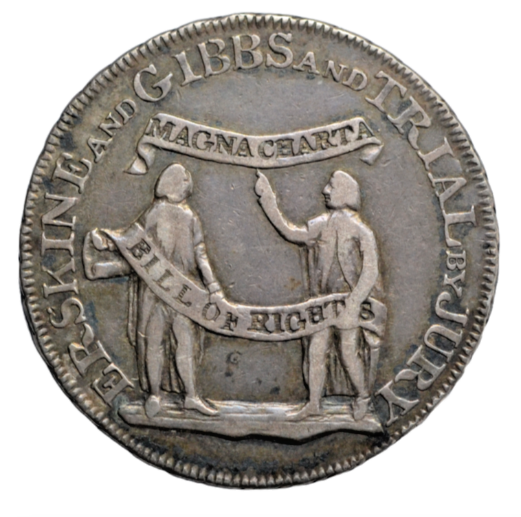 British tokens,  Middlesex, London, Erksine & Gibbs, silver proof halfpenny token 1794, DH 1011