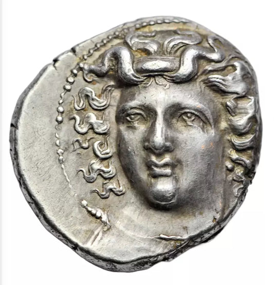 Greek, Thessaly, Larissa AR Drachm, c. 356-342 BC. Nymph facing/horse lying down