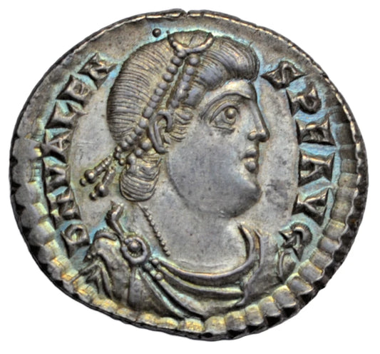 Roman Imperial, Valens, AR miliarense, Trier, c. 367-375 AD, Emperor standing left, as RIC 26b