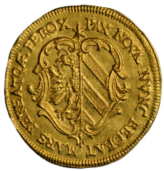 World, Germany, Nürnberg (Nuremberg), gold ducat 1635, coat of arms/cartouche