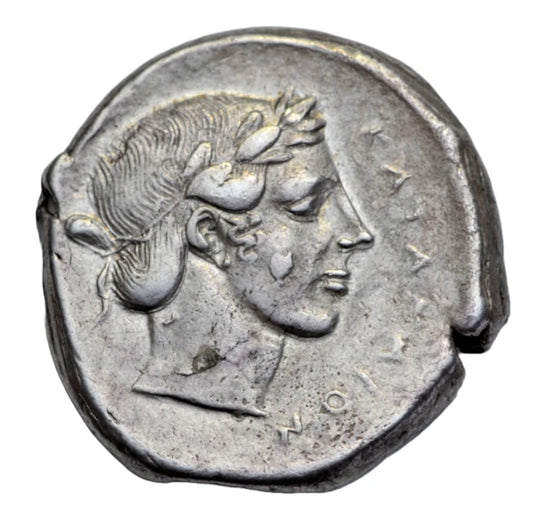 Greek, Sicily, Katane (Catania), silver tetradrachm, c. 450-445 BC, Apollo/charioteer