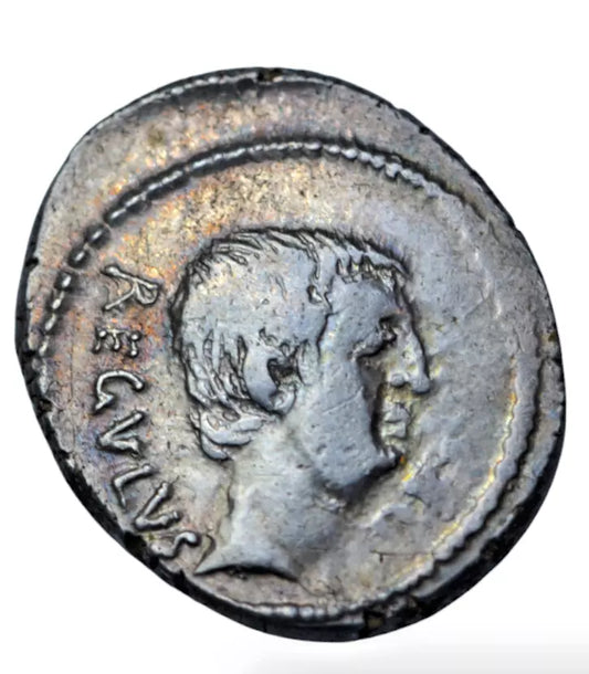 Roman Republican, Roman Republic, L. Livineius Regulus, silver denarius, Rome 42 BC, curule chair