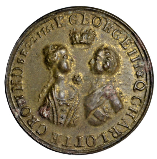 British tokens, George III & Charlotte, coronation 1761, a brass metal (33 mm), as BHM 40