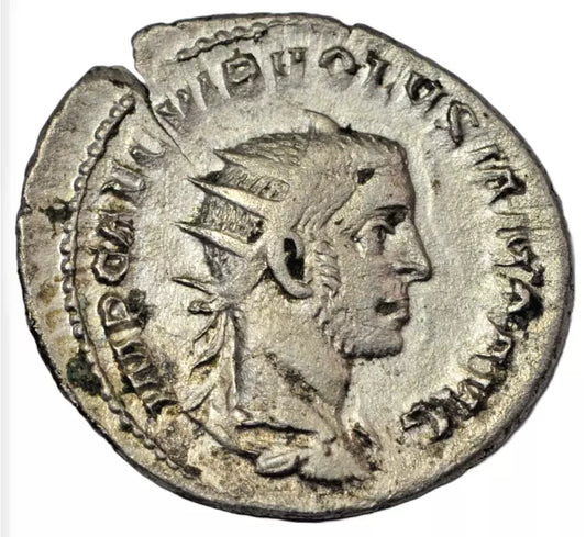 Roman Imperial, Volusian AR Antoninianus. Rome 251-253 AD. temple of Juno. RIC IV 172