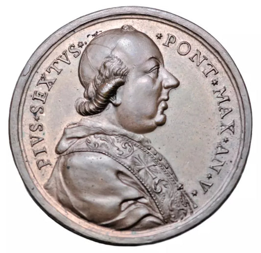 World, Papal States Pope Pius VI AE medal 1779, Conservatorio di San Pietro in Montorio