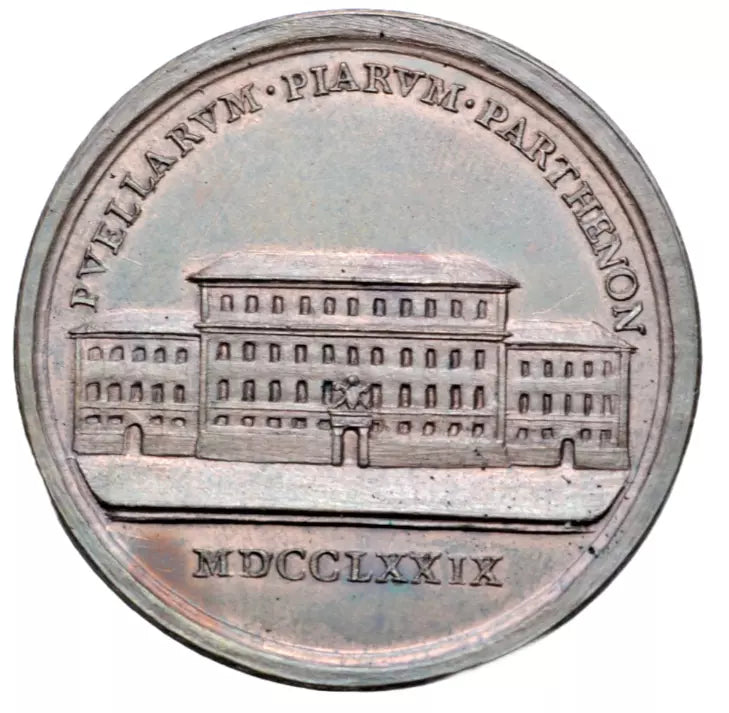 World, Papal States Pope Pius VI AE medal 1779, Conservatorio di San Pietro in Montorio