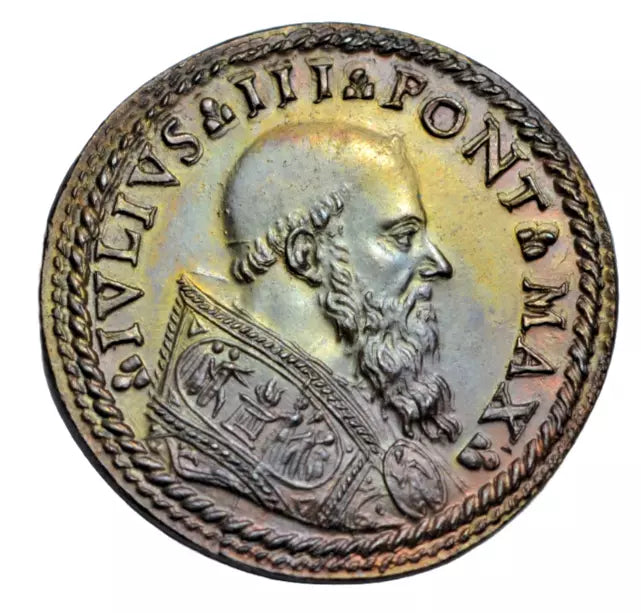 World, Papal States, Pope Julius III, AE medal, haloed bust of St. Peter facing left