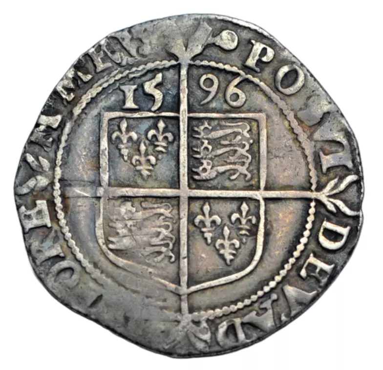 British hammered, Elizabeth I, sixth issue, silver sixpence 1596, mintmark key