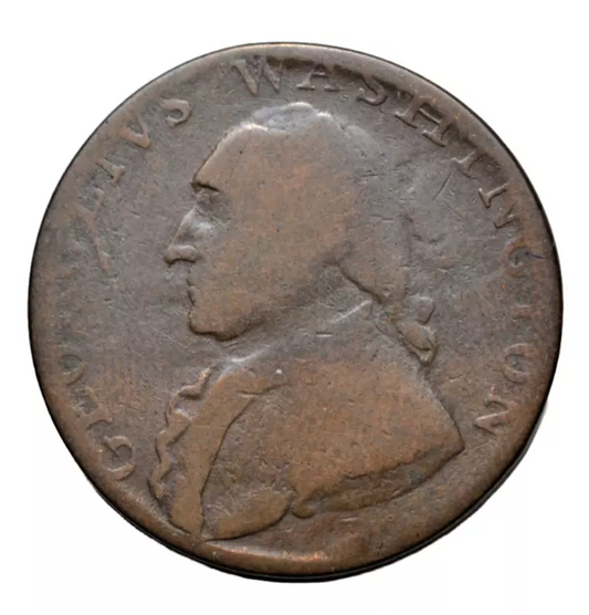 British tokens, United States, George Washington halfpenny token, "North Wales", c. 1790s