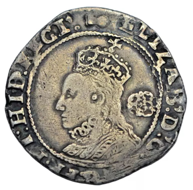 British hammered, Elizabeth I, sixth issue, silver sixpence 1596, mintmark key