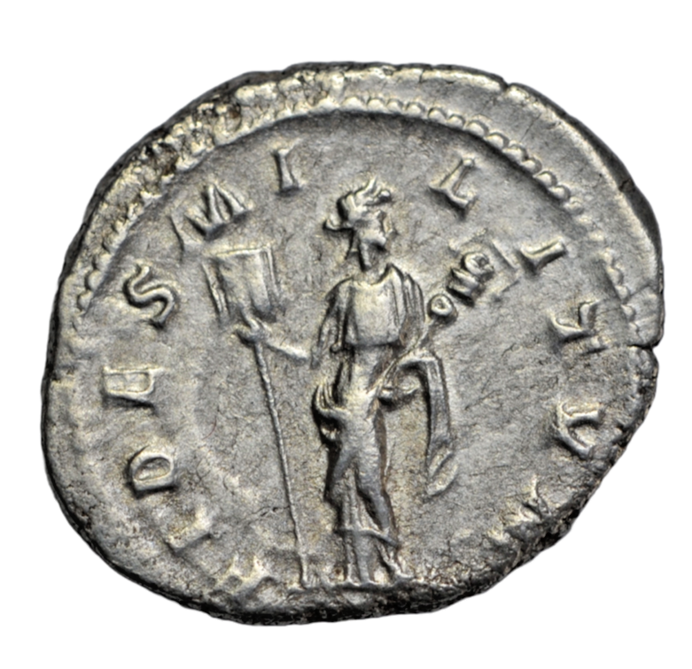 Roman Imperial, Elagabalus, silver denarius, Rome, c. 218-222 AD, Fides Militum