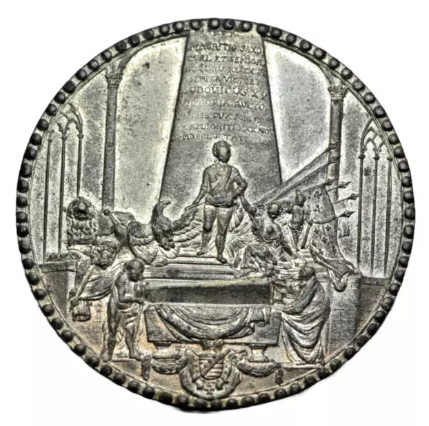 World, Latvia, Maurice de Saxe, Duke of Courland, white metal medal 1750, on his death