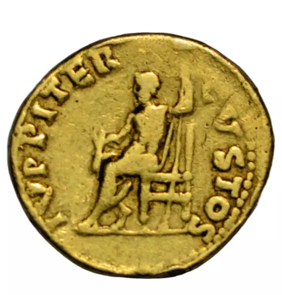 Roman Imperial, Nero, gold aureus, Rome 63 AD, Jupiter Custos seated left, as RIC 63