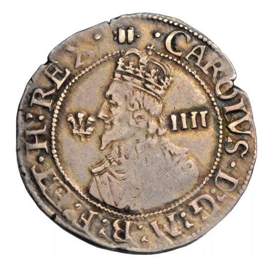 British hammered, Charles I, silver hammered groat, Aberystywth mint, mm book, c. 1638-42 AD