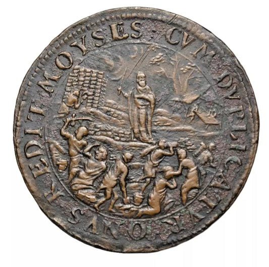 British medals, Charles II, restoration 1660, AE medal by Thomas Simon, Moses in Egypt