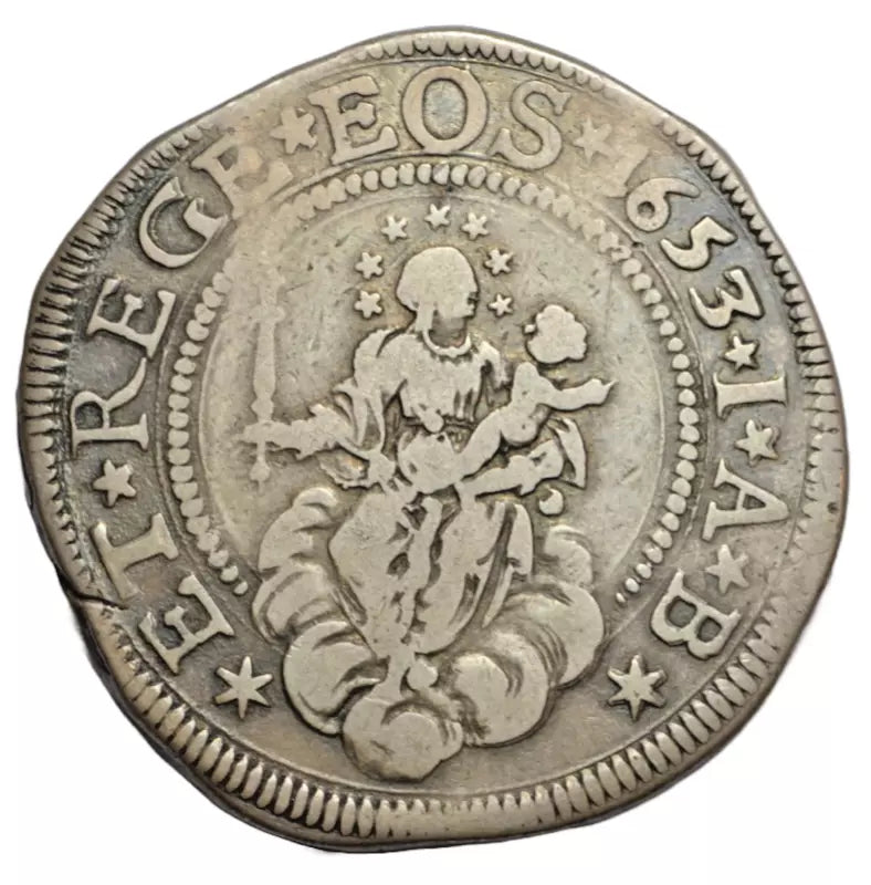 World, Italy, Genoa, Gerolamo De Franchi Toso as doge, silver mezzo scudo 1653