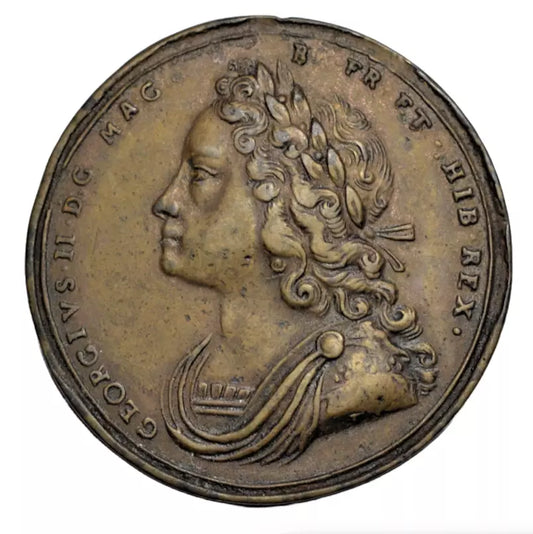 British tokens, George II, coronation 1727, a 34 mm brass medal by Thomas Tibs, after Croker