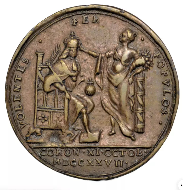 British tokens, George II, coronation 1727, a 34 mm brass medal by Thomas Tibs, after Croker
