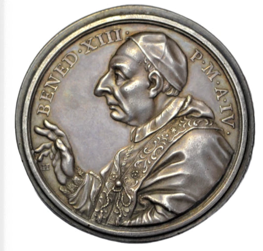 World, Papal States, Rome, Benedict XIII, AR medal 1727, Hopsital of San Gallicano